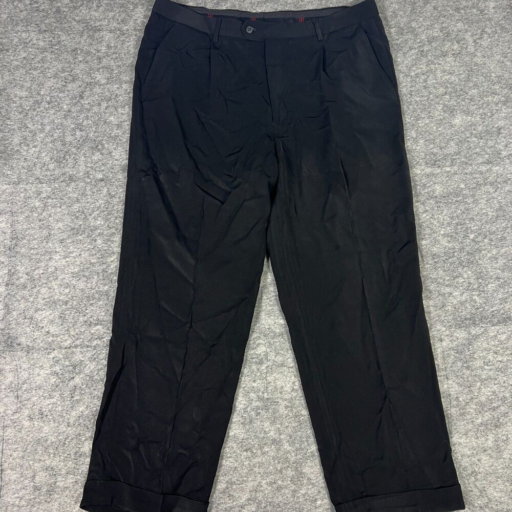 Royal Prestige Dress Pants Men's 40 X 32 Black Pleated Front Regular Straight